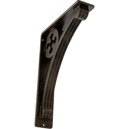 Crawley Wrought Iron Bracket, (Triple Center Brace), Antiqued Pale Gold 2W X 7 1/2D X 10H